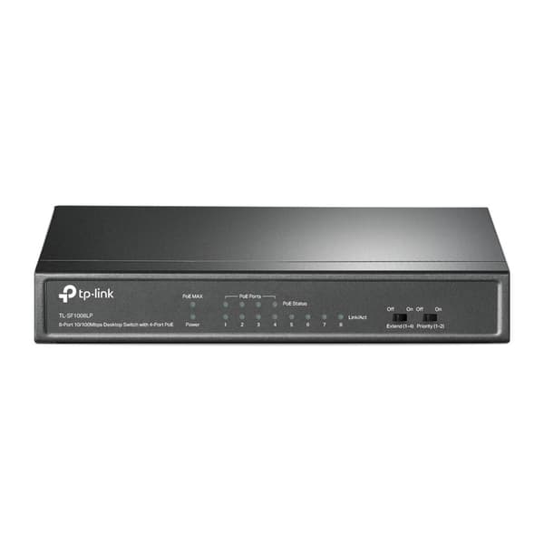 TP-LINK TL-SF1008LP nätverksswitch Unmanaged Fast Ethernet (10/100) Power over Ethernet (PoE) Svart Svart