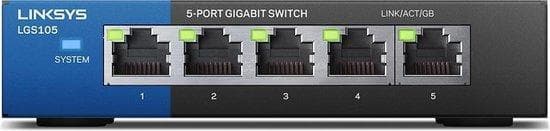 Linksys Business LGS105 - switch - uadministreret - 5 x 10/100/1000 - desktop - AC 100/230 V Sort, Blå
