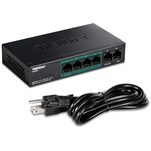 TRENDnet TPE S50 - Switch - Uadministreret - 4 x 10/100 (PoE) + 1 x 10/100 - Desktop - PoE (TPE-S50) Sort