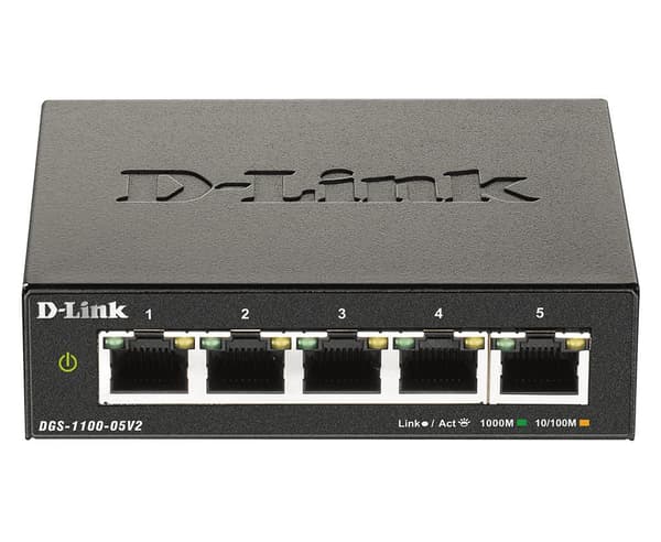 D-Link DGS 1100-05V2 - Switch - Smart - 5 x 10/100/1000 - Desktop - AC 100/240 V (DGS-1100-05V2/E) Sort
