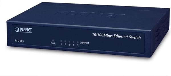 PLANET FSD-503 Network Switch Fast Ethernet (10/100) Sininen Sininen