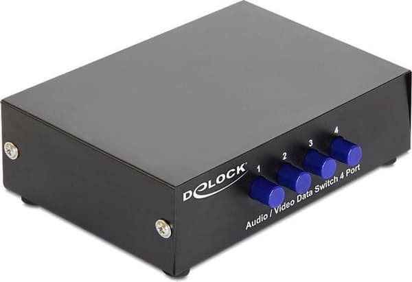 A/V Switch Delock 4 ingångar -> 1 utgång dubbelvägsventil
