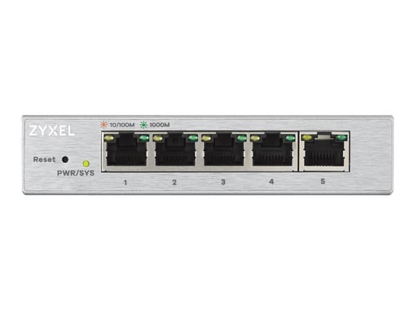 Zyxel GS1200-5 - Switch - Styrt - 5 x 10/100/1000 - stasjonær Sølv