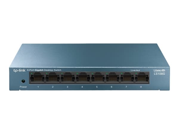 TP-Link LiteWave LS108G - Switch - ikke-styrt - 8 x 10/100/1000 - stasjonær - AC 220 V