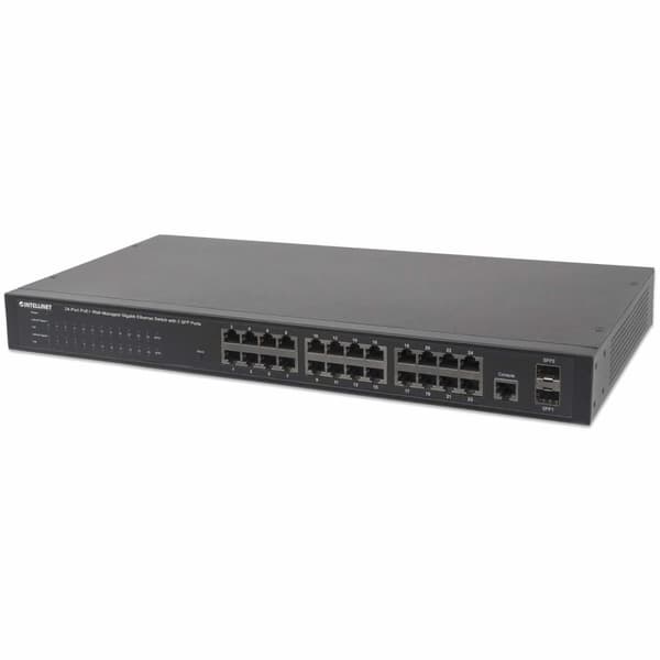 Intellinet PoE Web-Managed Gigabit Ethernet Switch - Switch - Administreret - 24 x 10/100/1000 (PoE+) + 2 x SFP - Desktop, Rack-monterbar - PoE+ (5605
