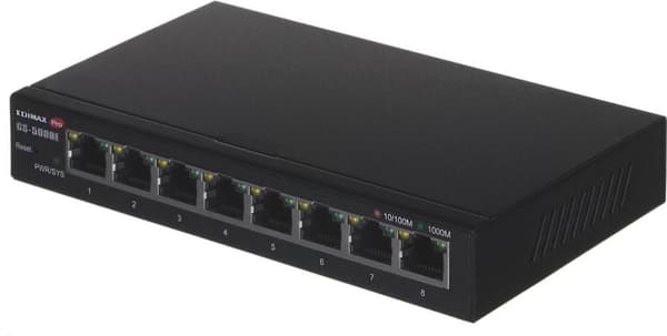 Edimax Pro GS-5008E - Switch - Smart - 8 x 10/100/1000 - vægmonterbar Sort