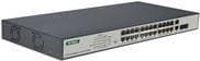 DIGITUS Professional DN-95343 - Kytkin - 24 x 10/100 (PoE) + 2 x Combo Gigabit SFP (Uplink) - telineeseen asennettava - PoE (370 W) musta, Hopea