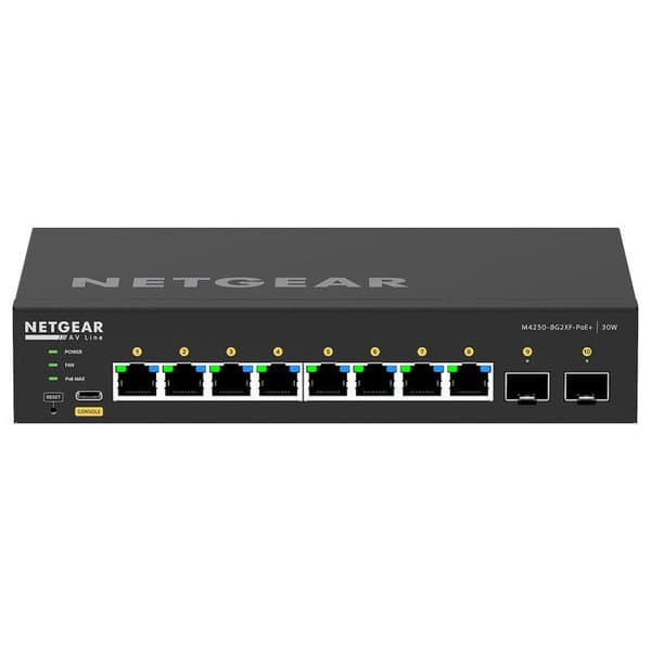 Administrerbar switch - NETGEAR - M4250-8g2xf-poe+ - 8 portar RJ-45 - Gigabit Ethernet - PoE+ Svart