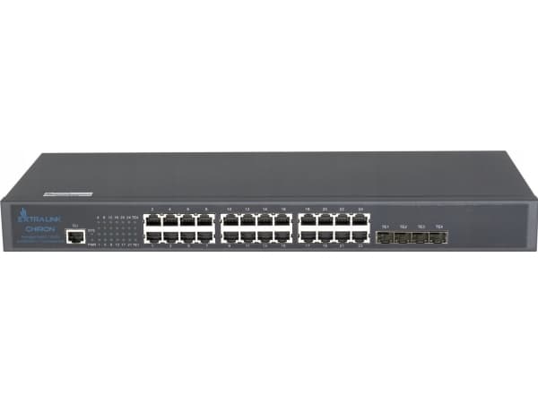 Extralink Chiron | Switch | 24x RJ45 1000Mb/s, 4x SFP+, L3, zarządzalny