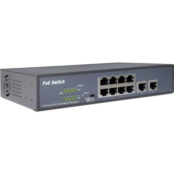 Nätverksswitch - DIGITUS - DN-95323-1 - 8 RJ45-portar - 2 uplink-portar - PoE 120 W