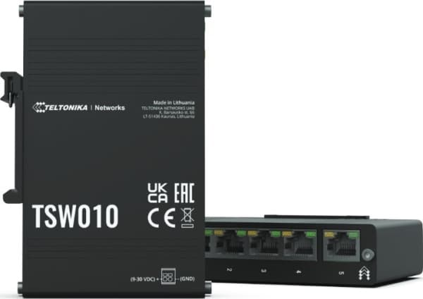 Teltonika TSW010 - Switch - 5 x 10/100 - DIN-skenmonterbar - Passiv PoE