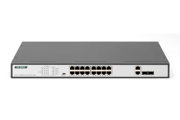 DIGITUS DN-95342-1 - Switch - 19", af/at - ej hanterad - 16 x 10/100 (PoE+) + 2 x combo Gigabit SFP (upplänk) - rackmonterbar - PoE+ (250 W)