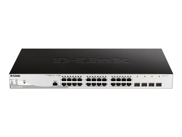 D-Link DGS 1210-28P/ME - Switch - Styrt - 24 x 10/100/1000 (PoE) + 4 x Gigabit SFP - rackmonterbar - PoE (193 W)