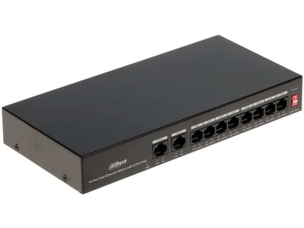 Dahua Technology PoE DH-PFS3010-8ET-65, Fast Ethernet (10/100), Strömförsörjning via Ethernet (PoE) stöd