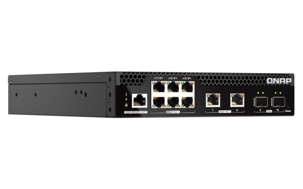 QNAP - Switch - halv bredde - Administrator - 10 x 2,5GBase-T + 2 x 10 Gigabit SFP+ + 6 x 2,5GBase-T + 2 x 10 Gigabit Ethernet - PoE++ (310 W)