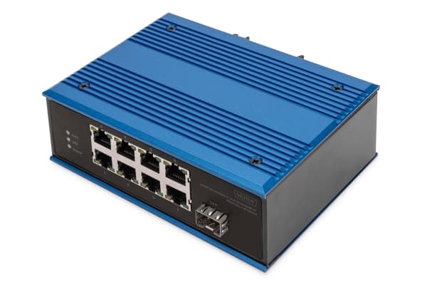 DIGITUS - Switch - industriell - ohanterad - 8 x 10/100 (PoE) + 1 x Fast Ethernet SFP (uplink) - DIN-skenmonterbar - PoE