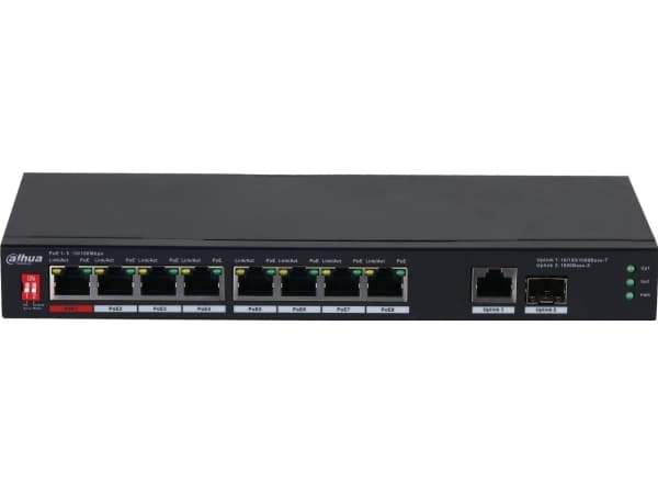 Haarukkakytkin|DAHUA|PFS3110-8ET1GT1GF-96|Pöytä/jalusta|8x10Base-T / 100Base-TX|1x10Base-T / 100Base-TX / 1000Base-T|2x1000Base-T|PoE-liitännät 8|96