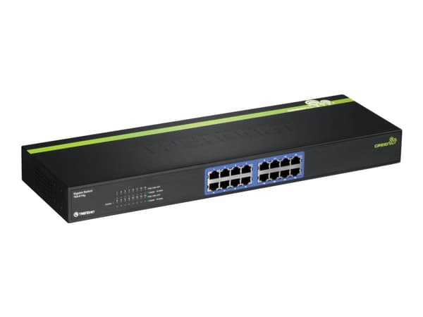 TRENDnet TEG S16g - Switch - 16 x 10/100/1000 - rackmonterbar - TAA-samsvar Sort