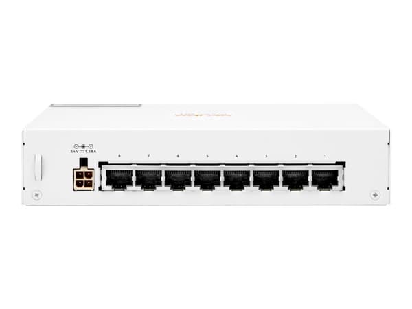 HPE Networking Instant On 1430 8G Class4 PoE 64W Switch - Switch - ohanterad - 8 x 10/100/1000 (PoE Class 4) - skrivbordsmodell, rackmonterbar, väggm Vit