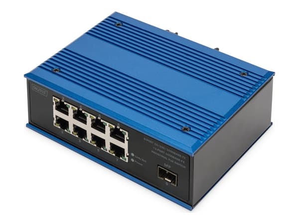 Digitus DN-651137, Hallitsematon, Gigabit Ethernet (10/100/1000), Täysin kaksipuolinen, Power over Ethernet -tuki musta, Sininen