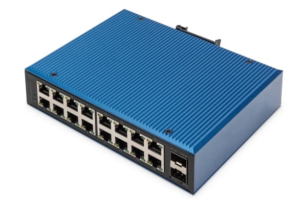 DIGITUS - Switch - industriell - ohanterad - 16 x 10/100/1000 + 2 x gigabit SFP (upplänk) - DIN-skenmonterbar