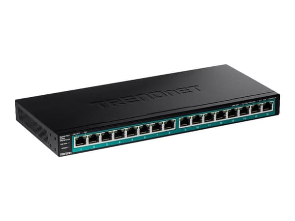 TRENDnet TPE TG161H - Switch - 16 x 10/100/1000 (PoE+) - monterbar på stativ - PoE+ (120 W)