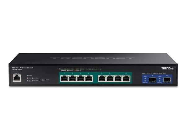 TRENDnet TPE 3102WS - Switch - L3 - smart - 8 x 100/1000/2.5G (PoE+) + 2 x 10 Gigabit SFP+ - rackmonterbar - PoE+ (240 W) - TAA-samsvar