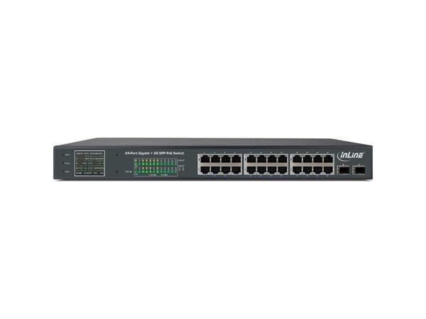 InLine 32324P, Gigabit Ethernet (10/100/1000), Full tosidig, Strøm over Ethernet (PoE), Rack-montering, 1U