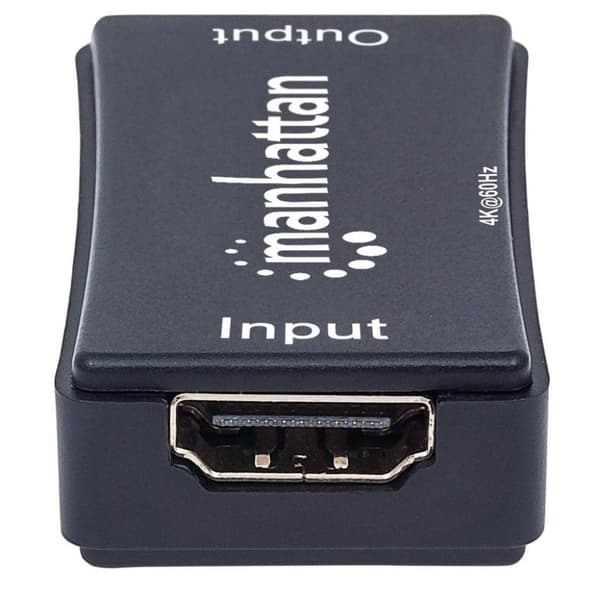 Manhattan HDMI Repeater, 4K@60Hz, Aktiv, Forstærker HDMI-signal op til 40m, Sort, Tre års garanti