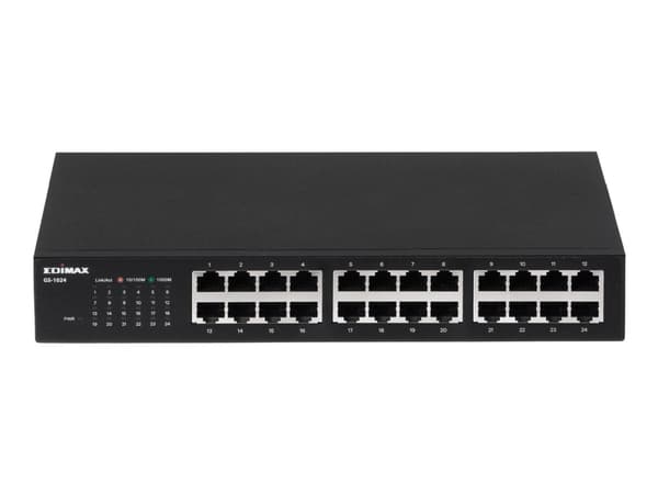 Edimax GS-1024 - Switch - ikke-styrt - 24 x 10/100/1000 - rackmonterbar, stasjonær, veggmonterbar Sort
