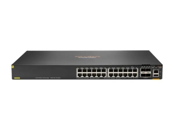 HPE Aruba 6300F - Switch - L3 - Administrerad - 24 x 10/100/1000 (PoE+) + 4 x 50 Gigabit Ethernet SFP56 - främre till bakre luftflöde - rackmonterbar