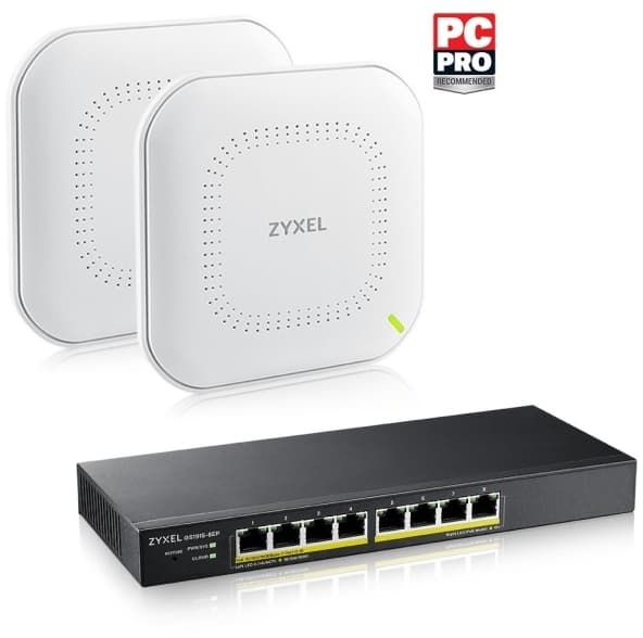 Zyxel GS1915 Netzwerk Starter Kit GS1915-8EP 1x + NWA90 2x - Starter Kit - switch - 2x WiFi 6 åtkomstpunkter och PoE-switch med 8 portar och smart ha