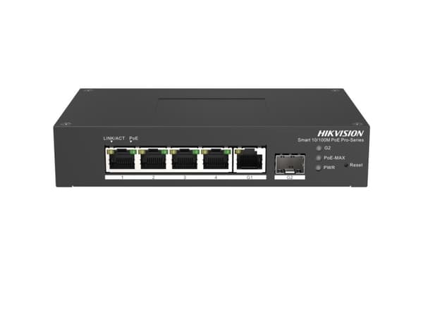 Hikvision DS-3T1306P-SI/HS, Hallittu, L2, Fast Ethernet (10/100), Täysin kaksipuolinen, Power over Ethernet -tuki musta