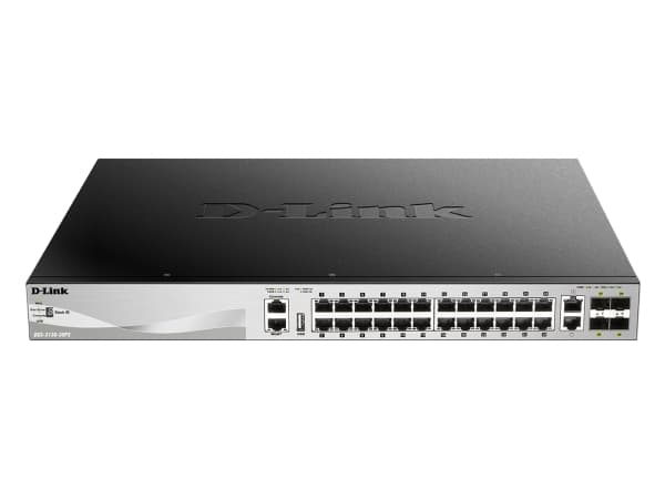 D-Link DGS 3130-30PS - Switch - L3 Lite - Administrerad - 24 x 10/100/1000 (PoE+) + 2 x 10 Gigabit Ethernet + 4 x 10 Gigabit SFP+ - skrivbordsmodell,