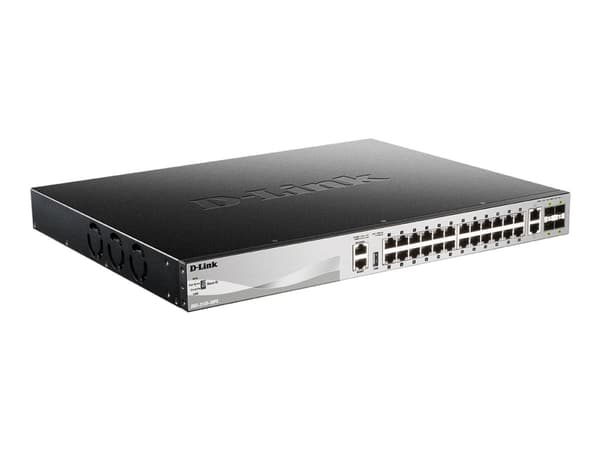 D-Link DGS 3130-30PS - Switch - L3 Lite - Styrt - 24 x 10/100/1000 (PoE+) + 2 x 10 Gigabit Ethernet + 4 x 10 Gigabit SFP+ - stasjonær, rackmonterbar Grå