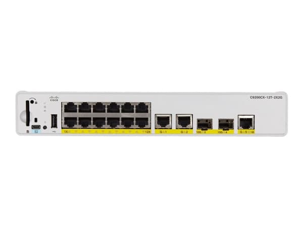 Cisco Catalyst 9200CX - Network Essentials - switch - kompakt - L3 - Administrerad - 12 x 1000Base-T + 3 x 1000Base-T + 2 x 1 gigabit/10 gigabit SFP+
