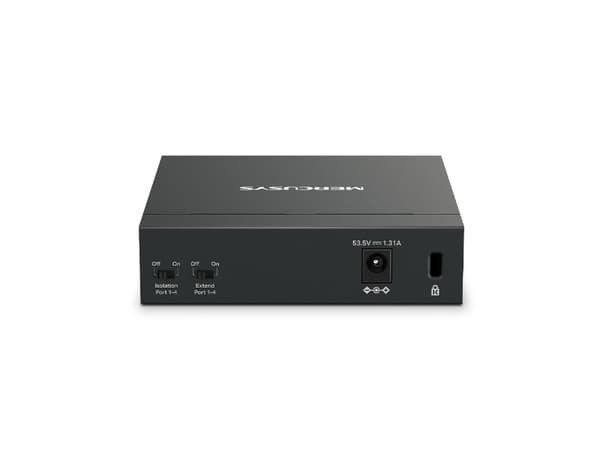 Mercusys MS105GP, Gigabit Ethernet (10/100/1000), Full duplex, Strömförsörjning via Ethernet (PoE) stöd, Monteringsbar på väggen