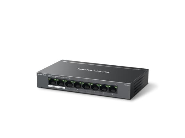 Mercusys MS108GP, Håndtert, Gigabit Ethernet (10/100/1000), Full tosidig, Strøm over Ethernet (PoE), Kan monteres på vegg