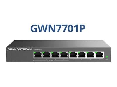 Grandstream GWN7700 Series GWN7701P - Switch - ikke-styrt - 8 x 10/100/1000 (4 PoE) Sort