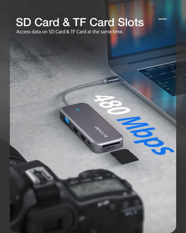 11-in-1 USB-C Data Hub kahdella 4K@30Hz HDMI-portilla 1080P 60Hz VGA-portti USB3.0 USB2.0 1000 Mbps RJ45 LAN SD TF -korttipaikat Jopa 100 W Type-C PD-