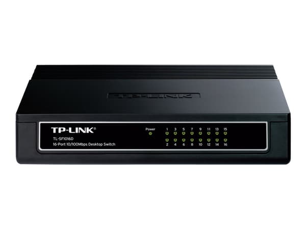 TP-Link TL-SF1016D, ohanterad, Fast Ethernet (10/100), full duplex, väggmonterbar