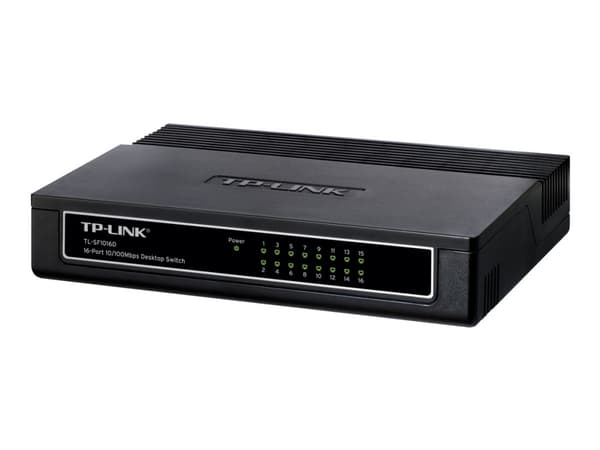 TP-Link TL-SF1016D, ohanterad, Fast Ethernet (10/100), full duplex, väggmonterbar