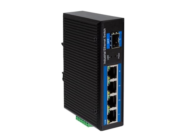 LogiLink Industrial Gigabit Ethernet Switch,4-Port,Unmanaged 4x 10/100/1000Base-TX + 1x SFP, Plug & Play, Metallgehäuse, - 1 Stück (NS204)