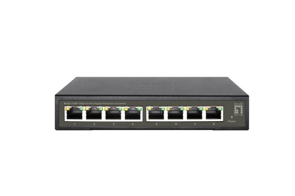 LevelOne Hilbert 8-ports Gigabit PoE Smart Lite-switch - 802.3at/af PoE - 8 PoE-udgange - 112,8 W PoE Power Budget (GES-2108P) Sort