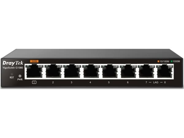 Draytek VigorSwitch G1080 - Switch - Styrt - 8 x 10/100/1000 - stasjonær