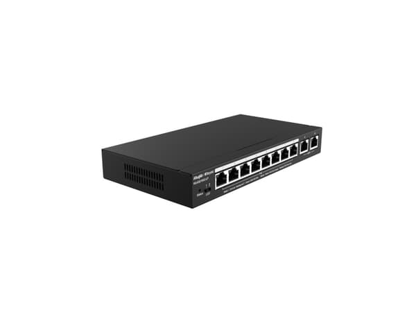 Haarukkakytkin|RUIJIE|Tyyppi L2|10x10Base-T / 100Base-TX / 1000Base-T|PoE+-liitännät 8|RG-ES210GC-LP
