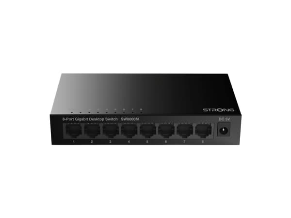 Strong SW8000M - Switch - Gigabit, metall - ohanterad - 8 x 10/100/1000 - skrivbordsmodell
