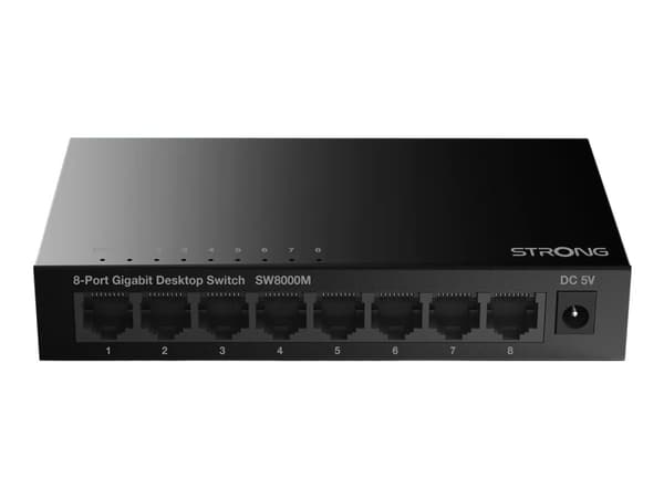 Strong SW8000M - Switch - Gigabit, metall - ikke-styrt - 8 x 10/100/1000 - stasjonær Sort