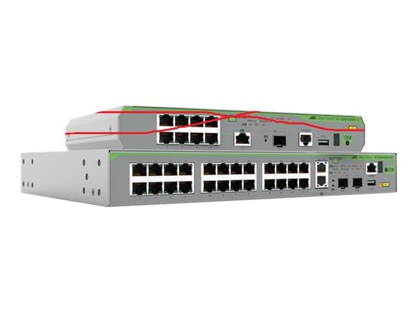 Allied Telesis CentreCOM AT-GS970EMX/28 - Switch - L3 Lite - Administrerad - 24 x 10/100/1000 + 2 x 1/2.5/5/10GBase-T + 2 x 1 Gigabit / 10 Gigabit SF Grå