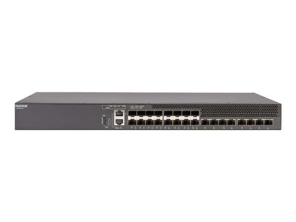 Ruckus ICX 8200-24FX - Switch - L3 - Administrerad - 24 x 1 Gigabit / 10 Gigabit SFP+ + 8 x 25 GbE SFP28 (stapling / uplink) - framsidan och sida til